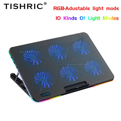 TISHRIC 12-17 Inch Gaming Laptop Cooling Pad Cooler Base Adjustable Notebook Stand Cooling Radiator Fan Laptop Accessories