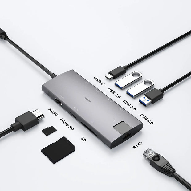 USB HUB Type C HUB 8in1 Docking Station 6/8/9 Port Multi Splitter Adapter for Macbook PC Computer Notebook Laptop Accessories