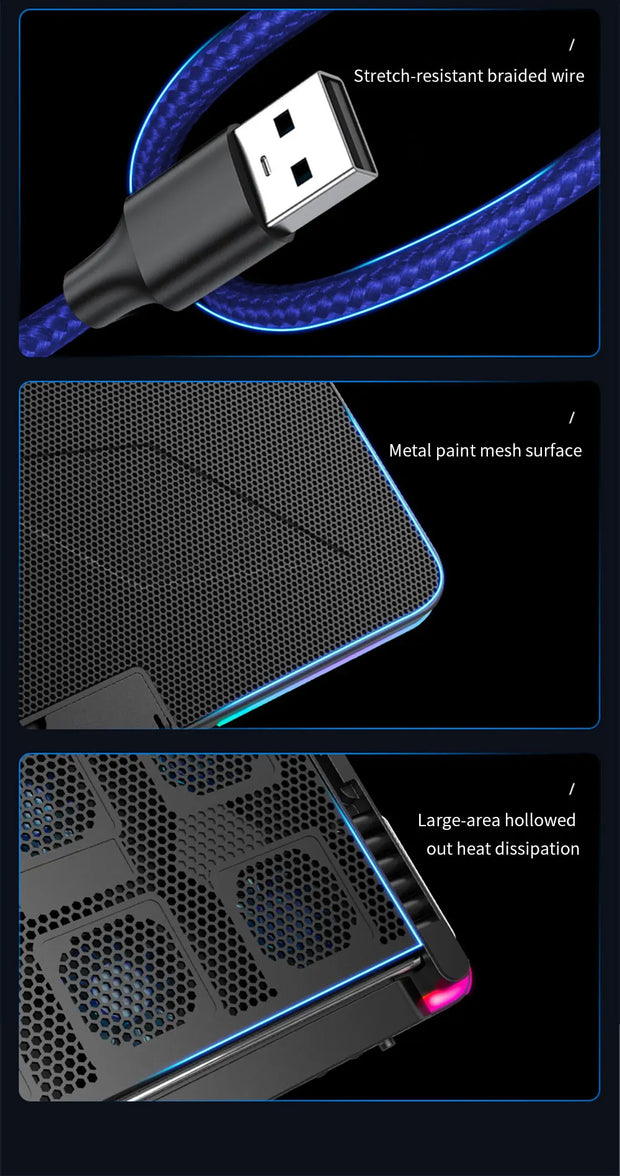 TISHRIC 12-17 Inch Gaming Laptop Cooling Pad Cooler Base Adjustable Notebook Stand Cooling Radiator Fan Laptop Accessories