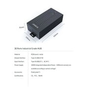 ORICO USB HUB 20 30 Ports USB 2.0 Hub Splitter for U Disk Data Test Batch Replication with 300W Power for Laptop Accessories