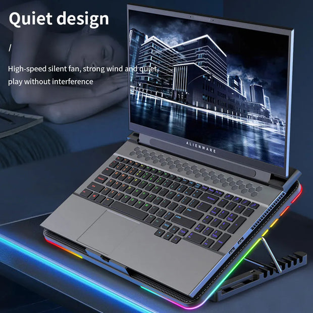 TISHRIC 12-17 Inch Gaming Laptop Cooling Pad Cooler Base Adjustable Notebook Stand Cooling Radiator Fan Laptop Accessories