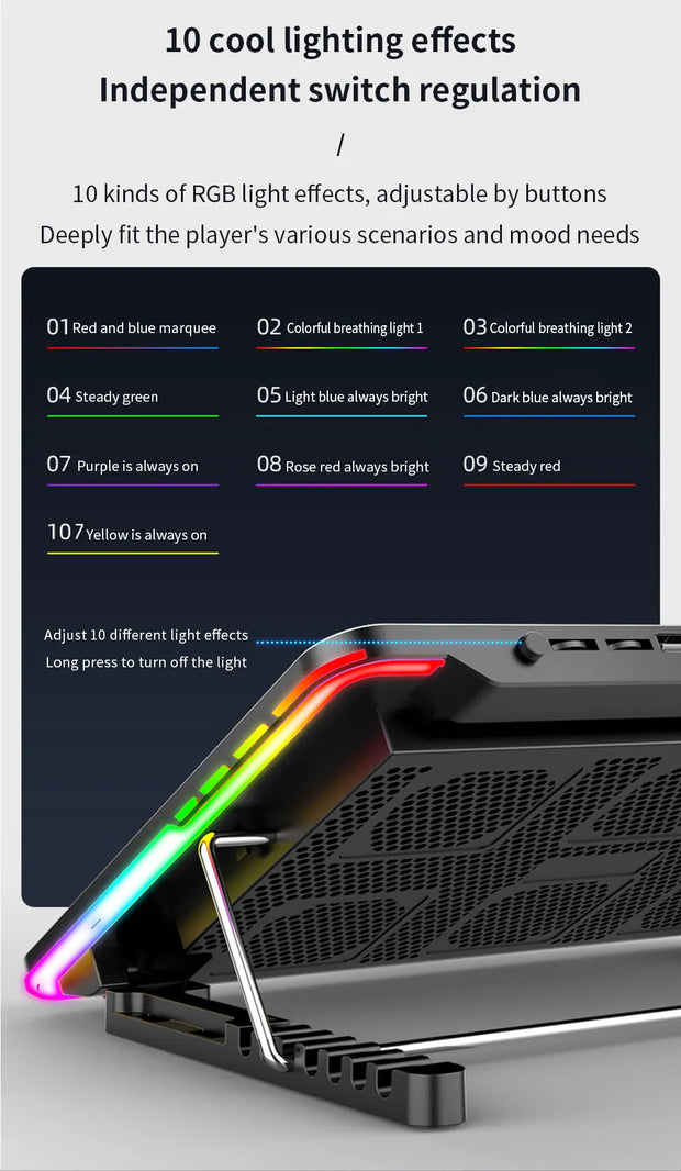 TISHRIC Laptop Cooler PC Fan Cooler Notebook Stand For Laptop Cooling Pad 6 Quiet Fans Cooling Radiator Laptop Accessories