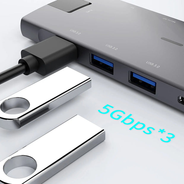 USB HUB Type C HUB 8in1 Docking Station 6/8/9 Port Multi Splitter Adapter for Macbook PC Computer Notebook Laptop Accessories