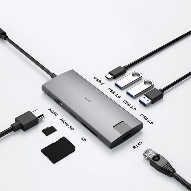 USB HUB Type C HUB 8in1 Docking Station 6/8/9 Port Multi Splitter Adapter for Macbook PC Computer Notebook Laptop Accessories