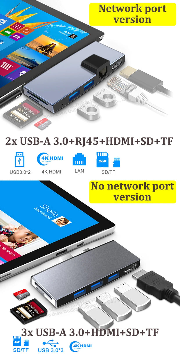 MST HUB USB Connect Dock 2x HDMI Mini DP 4K 60HZ for Microsoft Surface Pro Surface Book Surface Go Surface Laptop Accessories