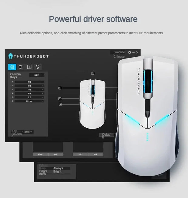 THUNDEROBOT ML701 Wireless Mouse Dual-mode Long Battery Life Lightweight Ergonomic Gaming Mouse PC Gamer Laptop Accessories Gift