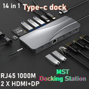 14 In 1 Docking Station, Thunderbolt 3/4 USB-C Splitter HDMI 4K Port Hub Dock for Air Mac Apple MacBook Pro Laptop Accessories