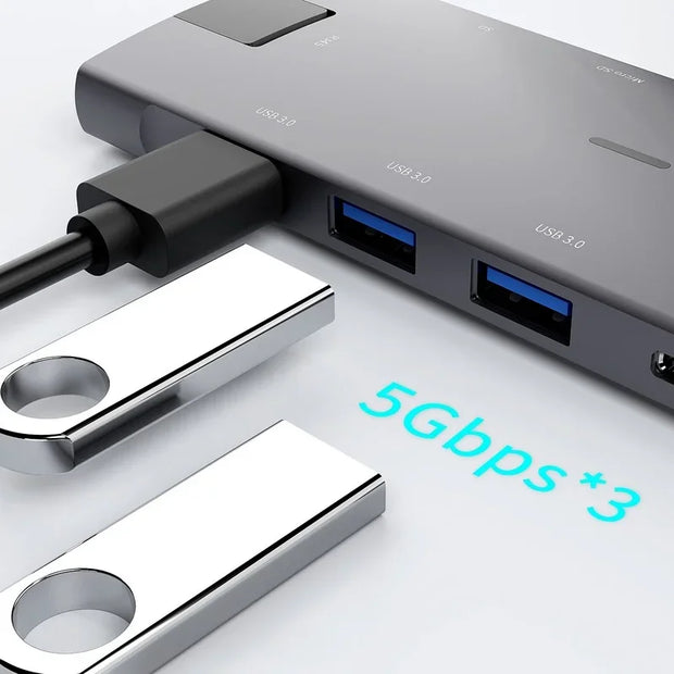 USB HUB Type C HUB 8in1 Docking Station 6/8/9 Port Multi Splitter Adapter for Macbook PC Computer Notebook Laptop Accessories