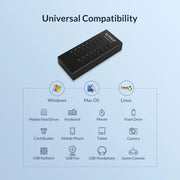 ORICO 16 Port USB HUB with 12V Power Adapter Industrial Aluminum USB Splitter For Desktop Laptop Computer Accessories SuperSpeed