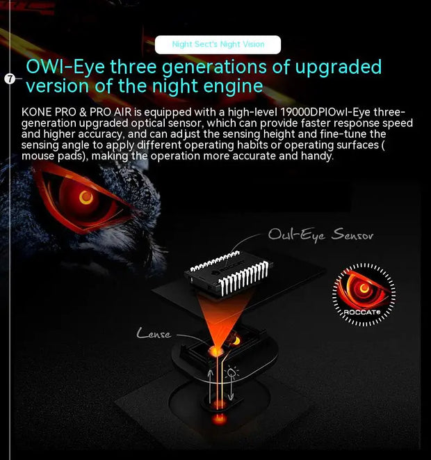 Original Roccat KONE PRO AIR Wireless Mouse RGB Light Low Delay Gaming Mouse Ergonomics FPS Pc Gamer Mouse Laptop Accessories