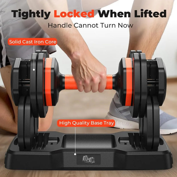 Adjustable Dumbbells Set 25LB, Adjustable Weights 5/10/15/20/25lbs, Adjustable Dumbbell Pair 50LBS Dumbbell Anti-Slip Handle