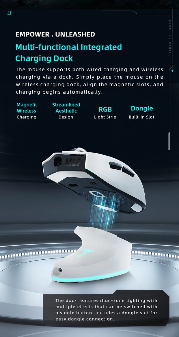Thunderobot ML903 Mini NearLink Gaming Mouse Tri-Mode Bluetooth Wireless Mouse Charging Base For Pc Gamer Laptop Accessories