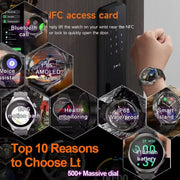 New Outdoor Sport Smart Watch Men 1.85inch AMOLED Screen NFC GPS Compass Health Waterproof Bluetooth Call SmartWatch For HUAWEI
