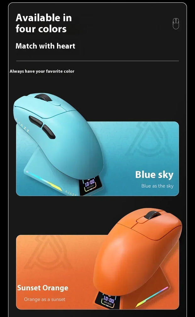 Ajazz Aj179apex Wireless Mouse Bluetooth 3Mode PAW3950 Sensor 8K with Magnetic Base E-sports Gaming Mouse PC Laptop Accessories