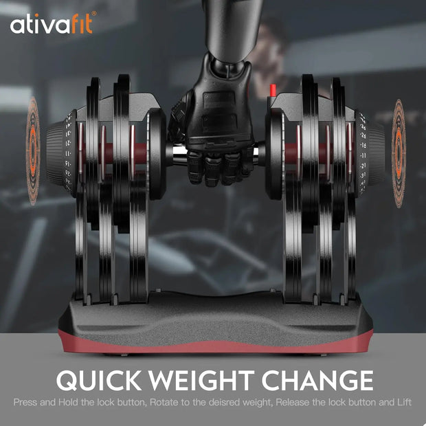 27.5 LBS/66LBS/88LBS Adjustable Dumbbell Set with Anti-slip Handle 12 In 1 Quick Dial Adjustment Weights With Safety Lo