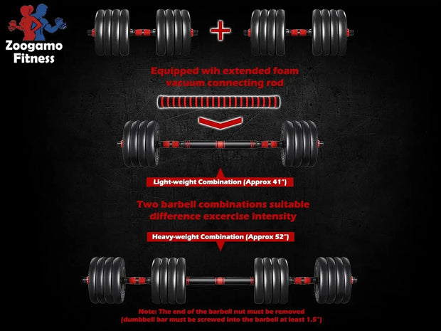 Dumbbells Set Weight to 88Lbs / 110Lbs, Free Weight with Connecting Rod Used As Barbell, Ab Roller for Home Gym