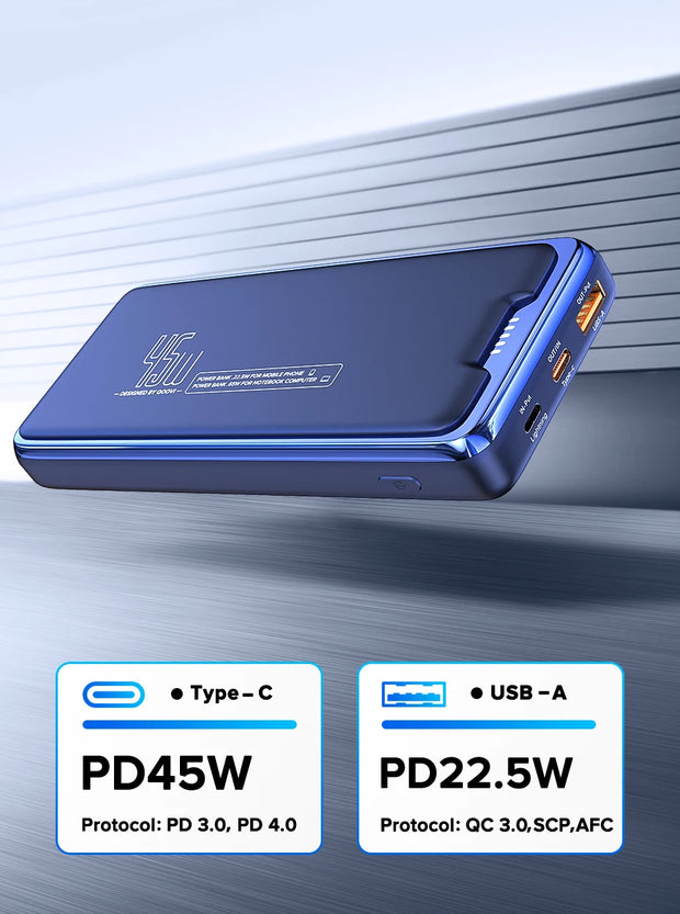 QOOVI 20000mAh Power Bank External Battery Capacity PD 45W Fast Charging Portable Charger Powerbank For Laptop iPhone Samsung