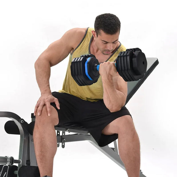 US Stock 55lb Single Dumbbell with Anti-Slip Handle, Fast Adjust Weight by Turning Handle with Tray, Exercise Fitness Dumbbell