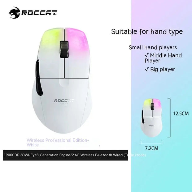 Original Roccat KONE PRO AIR Wireless Mouse RGB Light Low Delay Gaming Mouse Ergonomics FPS Pc Gamer Mouse Laptop Accessories