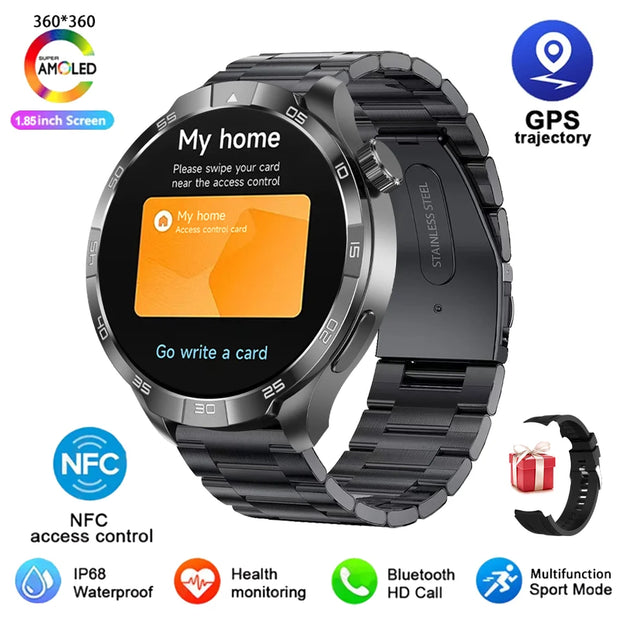 New Outdoor Sport Smart Watch Men 1.85inch AMOLED Screen NFC GPS Compass Health Waterproof Bluetooth Call SmartWatch For HUAWEI