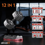 27.5 LBS/66LBS/88LBS Adjustable Dumbbell Set with Anti-slip Handle 12 In 1 Quick Dial Adjustment Weights With Safety Lo
