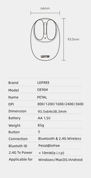 Lofree Small Flap Bluetooth Wireless Mouse Girl Air Mouse for Computer Mini Pc Game Mice Gaming Laptop Accessories Diy Deskto