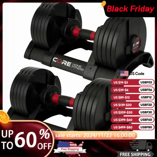ACore Fitness® Adjustable Dumbbell Weight Set by Affordable - Space Saver - Dumbbells for Your Home