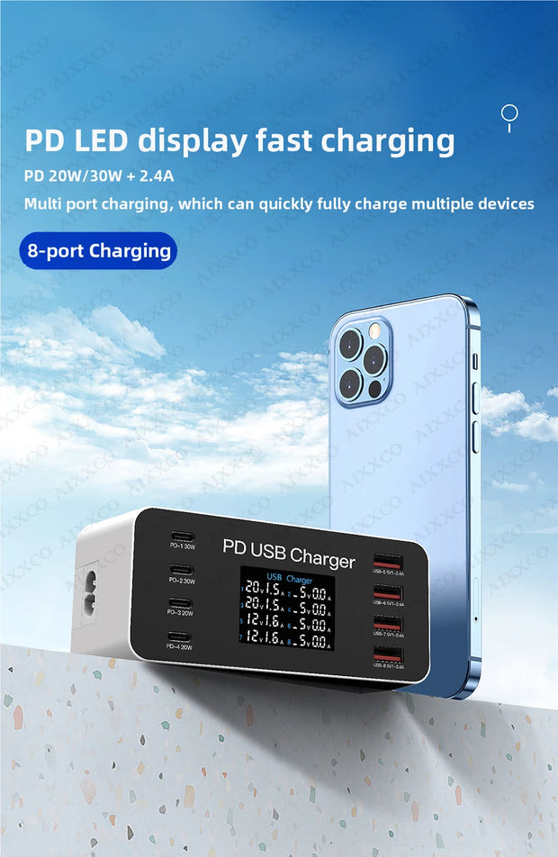 65W PD Charger Fast Charger For Laptop Tablet iPhone 15 14 Type C Charger With 2.4A USB Phone Charger