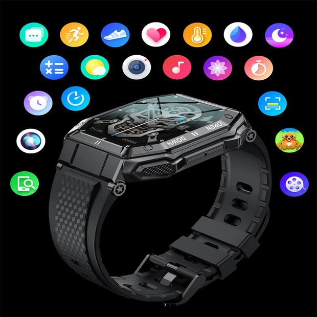 2023 Military Smart Watch Men K55 Bluetooth Smartwatch For Men Health Monitor IP68 Waterproof Watch For Android IOS Custom Dial
