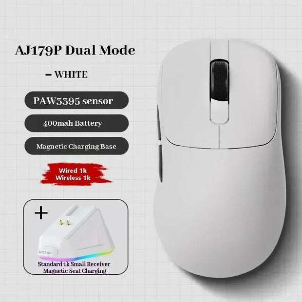 Ajazz Aj179apex Wireless Mouse Bluetooth 3Mode PAW3950 Sensor 8K with Magnetic Base E-sports Gaming Mouse PC Laptop Accessories