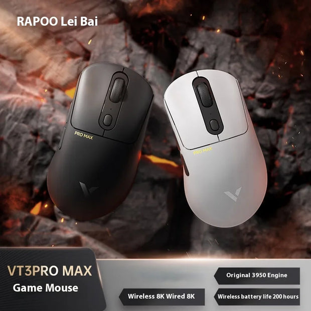 Rapoo Vt3pro Max Wireless Mouse Wired Dual Mode Paw3950 4k/8k Return Rate Ergonomics Lightweight Gaming Mice Laptop Accessories