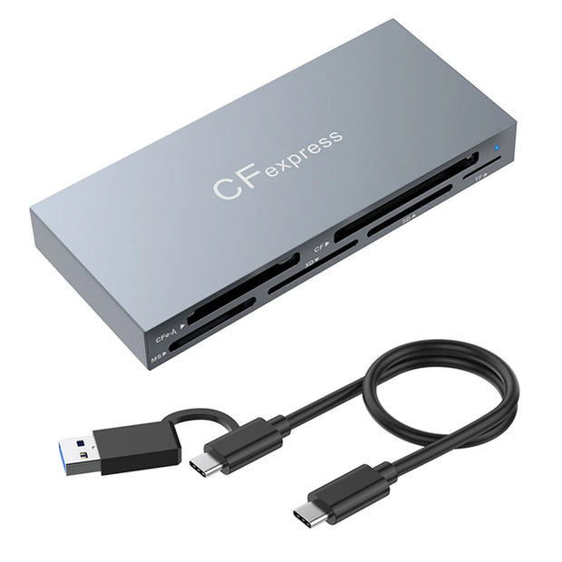 6 in 1 Type-C & USB A Multi Memory Card Reader USB3.2 Gen2 10Gbps Read 6 Cards Simultaneously with Cable PC Laptop Accessories