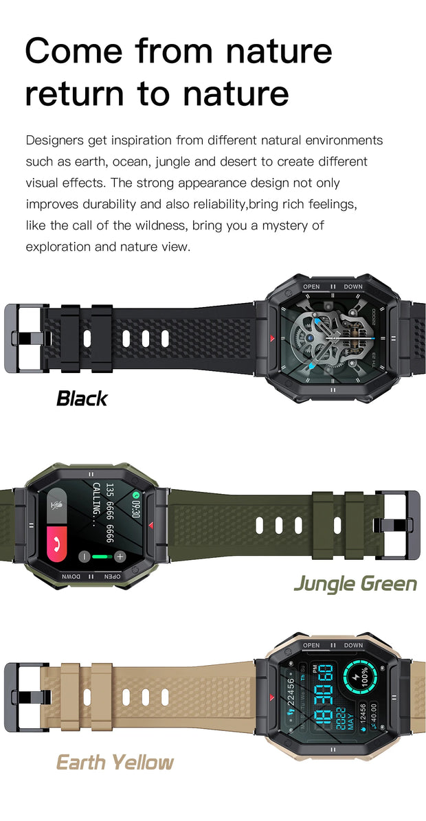 2023 Military Smart Watch Men K55 Bluetooth Smartwatch For Men Health Monitor IP68 Waterproof Watch For Android IOS Custom Dial