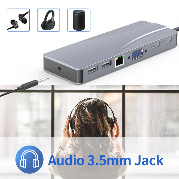 14 In 1 Docking Station, Thunderbolt 3/4 USB-C Splitter HDMI 4K Port Hub Dock for Air Mac Apple MacBook Pro Laptop Accessories