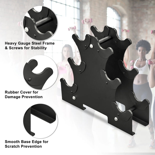 RELIFE Stable Steel Dumbbell Rack Durable Weight Stand Storage Holder for Home Gym Fitness Dumbbells Compact Dumbbell Bracket