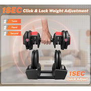 3-in-1 Adjustable Dumbbell Set 40lbs with 12 Weight Increment, Multifuntion Free Weight Set for Home Gym Used as Dumbbell