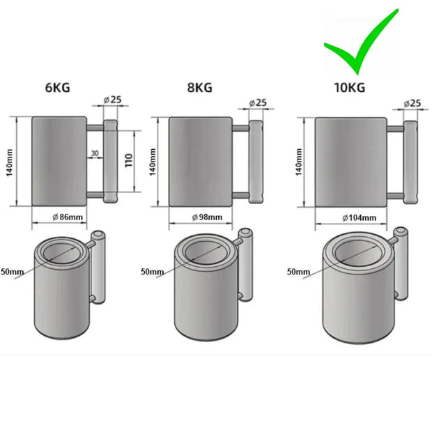 10kg Heavy Mug 22lbs Dumbbell Cup AISI304 Material 120ml Volume