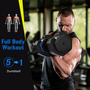 US Stock 55lb Single Dumbbell with Anti-Slip Handle, Fast Adjust Weight by Turning Handle with Tray, Exercise Fitness Dumbbell