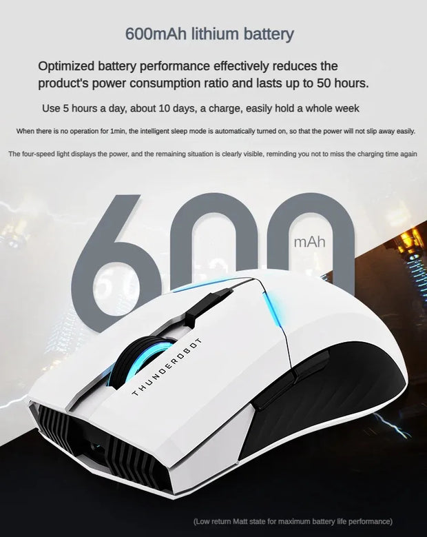 THUNDEROBOT ML701 Wireless Mouse Dual-mode Long Battery Life Lightweight Ergonomic Gaming Mouse PC Gamer Laptop Accessories Gift
