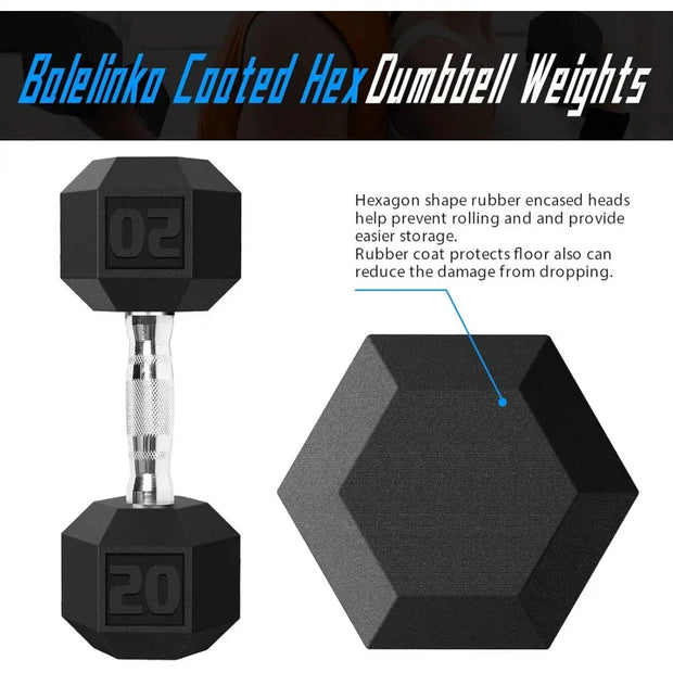 Rubber Grip Encased Dumbbell Cast Iron Weight with Anti-Slip Handle Dumbbell -Strength Training Equipment - Home Gym Accessories