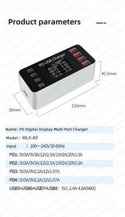 65W PD Charger Fast Charger For Laptop Tablet iPhone 15 14 Type C Charger With 2.4A USB Phone Charger