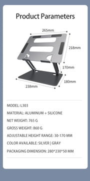 Laptop Stand Adjustable Aluminum Notebook Stand Compatible 10-17.3 Inch Laptop Portable Cooling Holder Accessories Laptop Holder