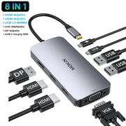 MOKiN 8-in-1 Docking Station USB C Hub with 2 HDMI DP PD100W Charge Multi Monitors Adapter For Dell/HP/Lenovo Laptop Accessories