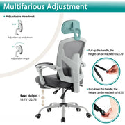 Office Computer Desk Chair, Gaming Chairs for Adults, High-Back Mesh Rolling Swivel Reclining Chairs with Wheels, Comfortable Lu