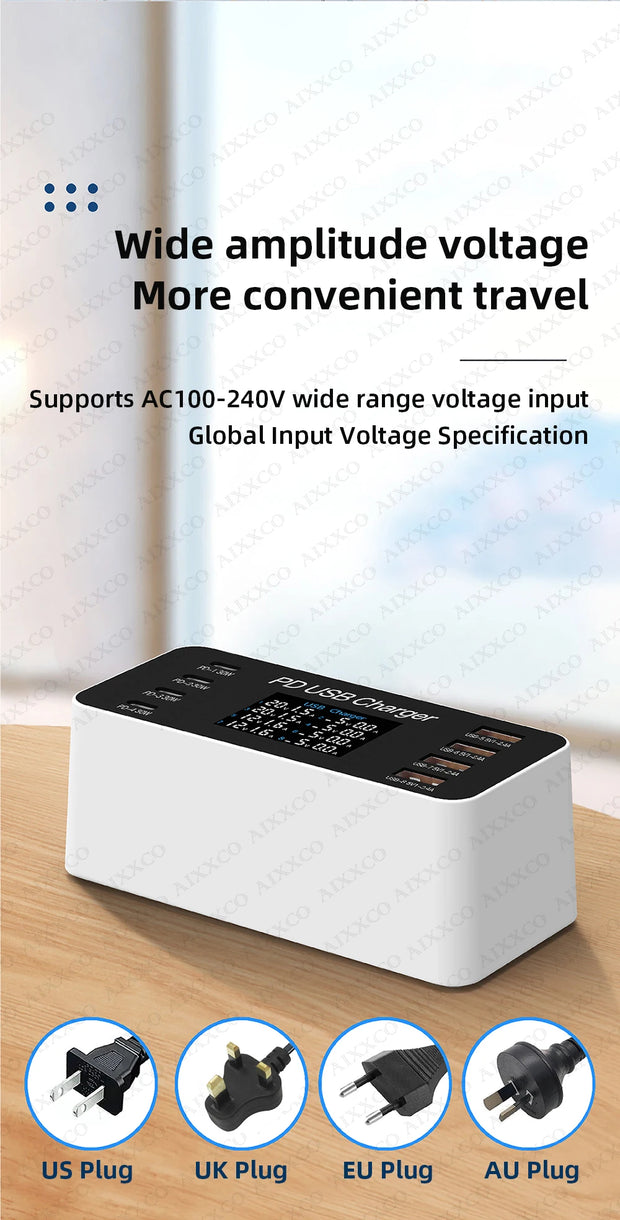 65W PD Charger Fast Charger For Laptop Tablet iPhone 15 14 Type C Charger With 2.4A USB Phone Charger