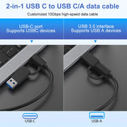 6 in 1 Type-C & USB A Multi Memory Card Reader USB3.2 Gen2 10Gbps Read 6 Cards Simultaneously with Cable PC Laptop Accessories