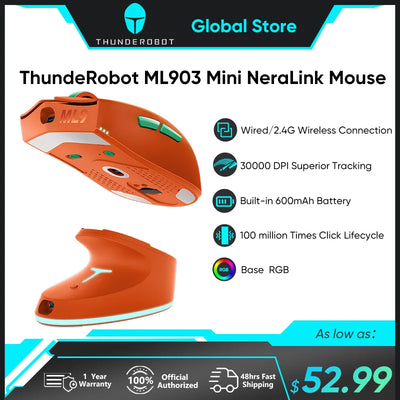 Thunderobot ML903 Mini NearLink Gaming Mouse Tri-Mode Bluetooth Wireless Mouse Charging Base For Pc Gamer Laptop Accessories