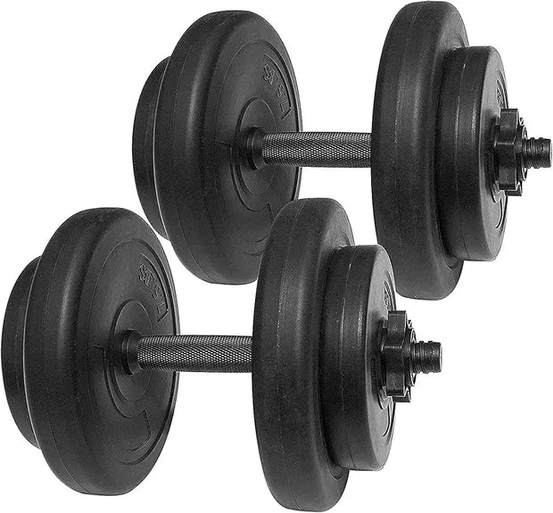 AQBalanceFrom Fitness 40 All Purpose Vinyl Weight Dumbbell Set with 2.5 7.5 Pound Weights and Collar Locks,14 Pi