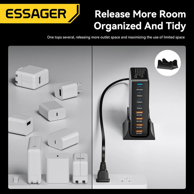 Essager 320W GaN Charger USB C Fast Desktop 8-port USB A Type C PD Charger Fast Charging for iPhone16 15 Samsung MacBook Laptop