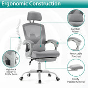 Office Computer Desk Chair, Gaming Chairs for Adults, High-Back Mesh Rolling Swivel Reclining Chairs with Wheels, Comfortable Lu